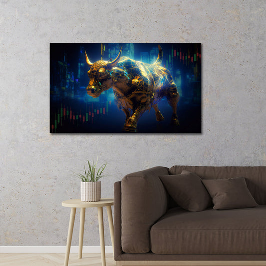 Goldener Bulle der Börse im Finanzmarkt Trading Chart Wandbild