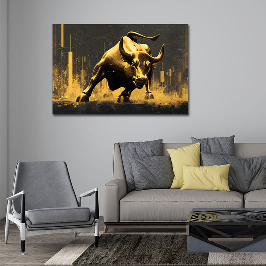 Goldener Bulle mit Börse Trading Erfolg Aktienmarkt Wandbild