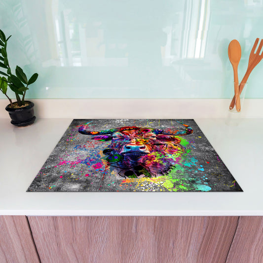 Graffiti Street Art Stier Herdabdeckplatte Induktionsschutz für Ceranfeld & Küche Deko