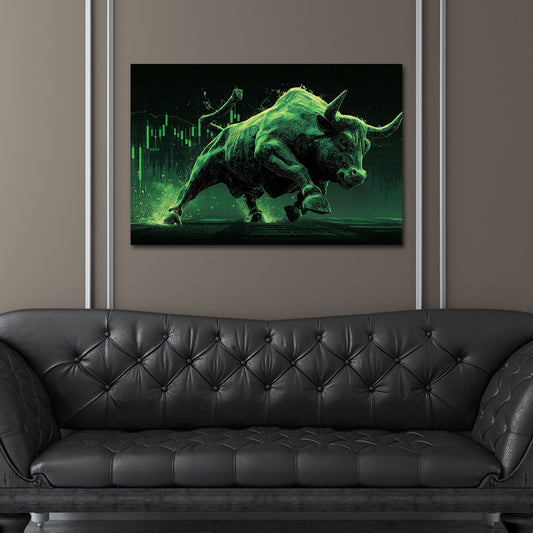 Grüner Bulle dynamische Börse Motivation Erfolg Wandbild