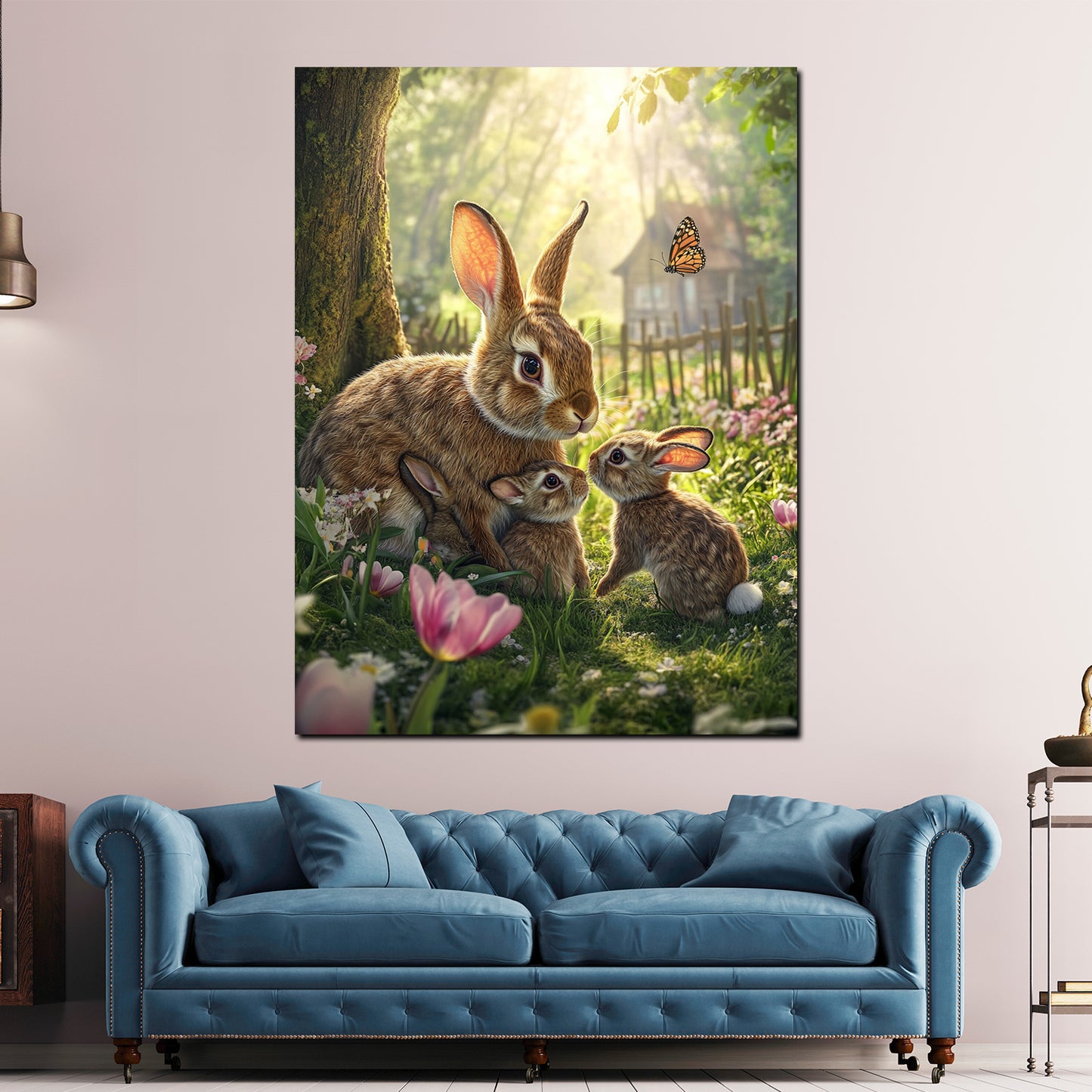 Hasen im Garten Sonnenlicht Wandbild