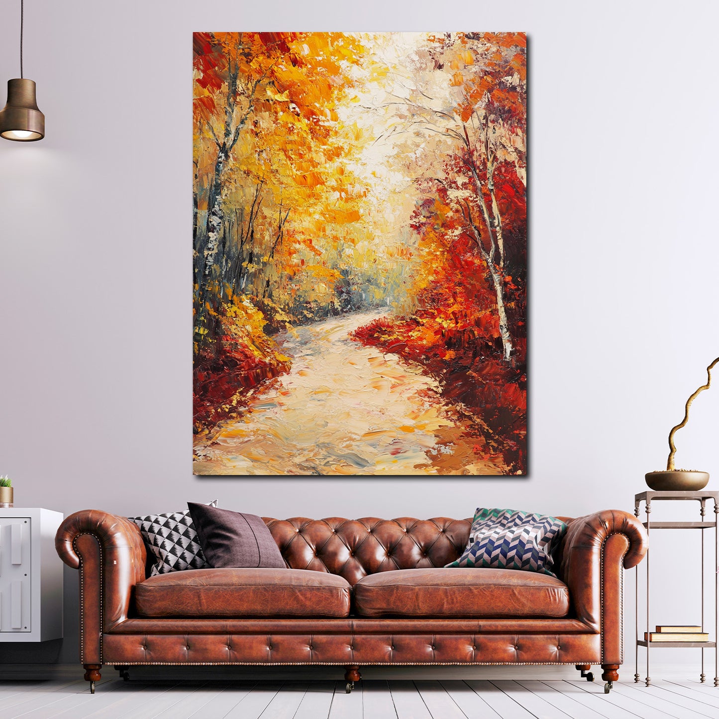 Herbstwald Weg goldene Blätter Naturstimmung Wandbild