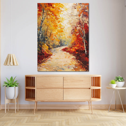 Herbstwald Weg goldene Blätter Naturstimmung Wandbild