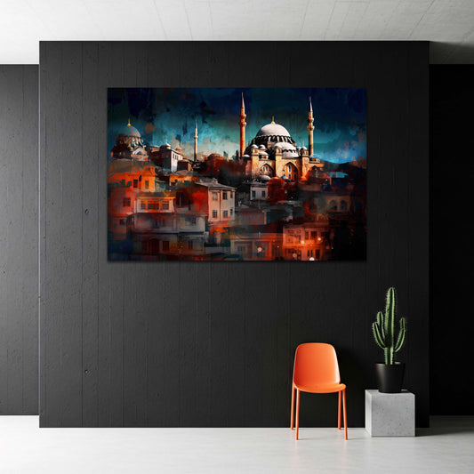 Istanbul Türkei Moschee Skyline bei Nacht abstrakt Stadt Wandbild