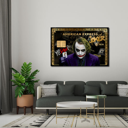 Joker auf American Express Karte in Pop Art Geld Wandbild