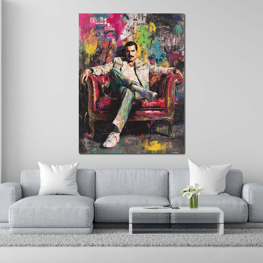 Pop Art Mercury Porträt auf Sofa Urban Style Wandbild