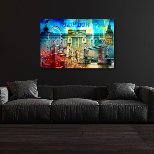 London Pop Art Sehenswürdigkeiten Bus Tower Bridge Wandbild