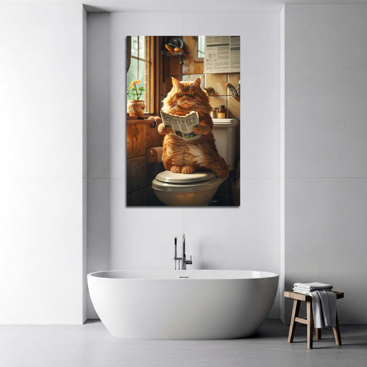Lustige Katze Toilette Zeitung Badezimmer Wandbild