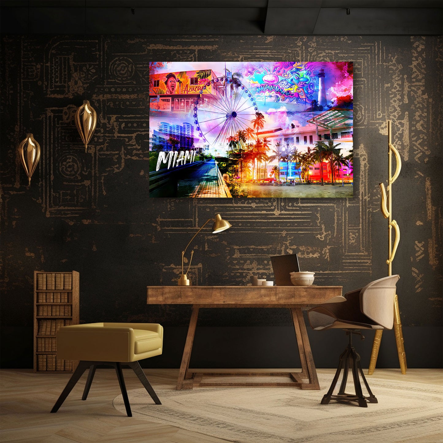 Miami USA Pop Art Palmen Skyline Wandbild