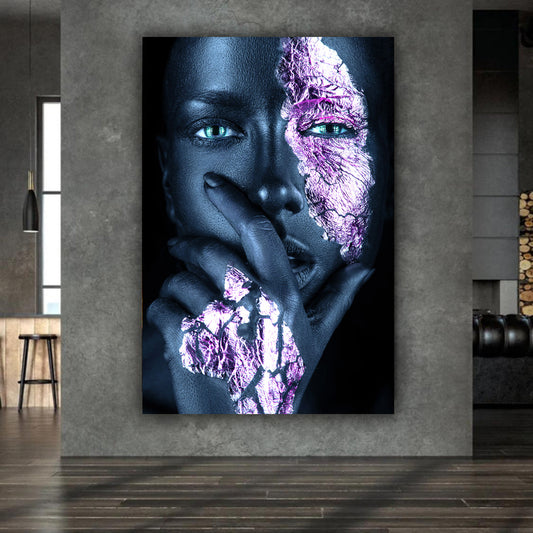Afrikanische Frau Abstract Blue Style als Acrylglasbild