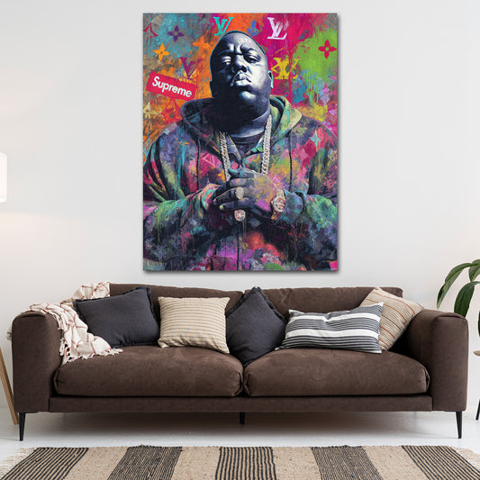 Pop Art Biggie Porträt Luxus Streetwear Wandbild