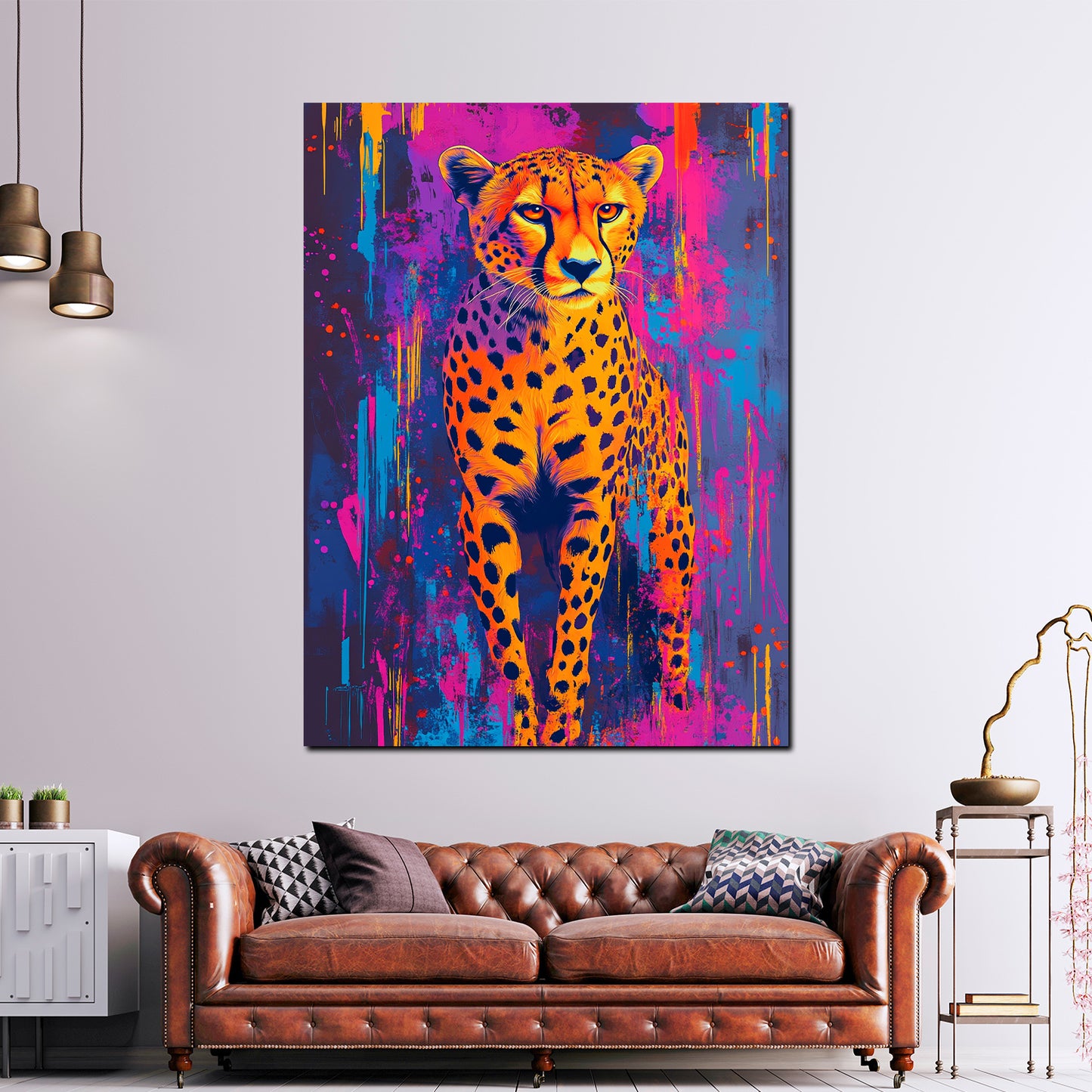 Pop Art Gepard Tierporträt Wandbild