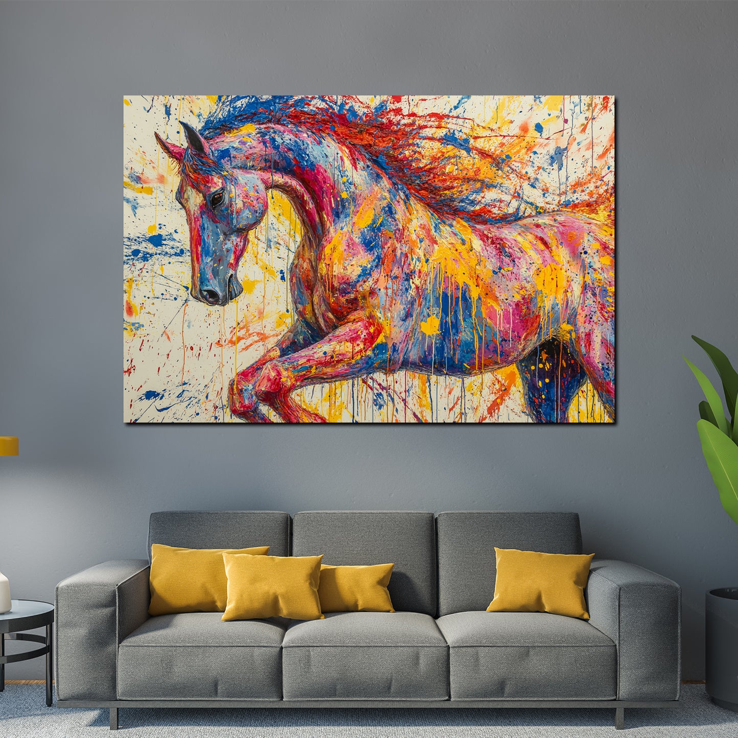 Pop Art Pferd Farbenexplosion Tiermalerei Wandbild
