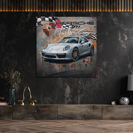Pop Art Sportwagen 911 Turbo S Porsche Wandbild