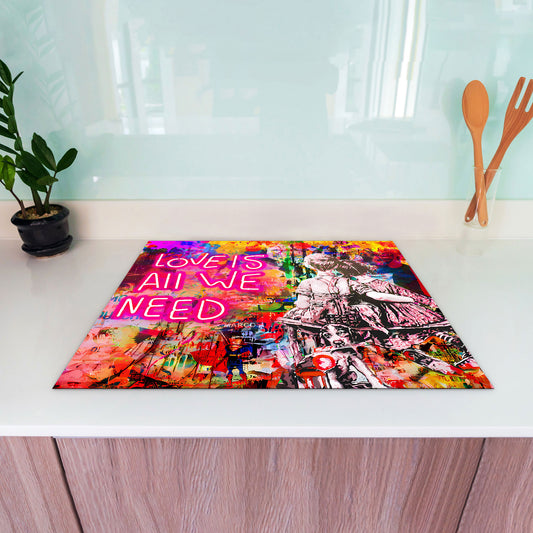 Pop Street Art Style Herdabdeckplatte Induktionsschutz für Ceranfeld & Küche Deko