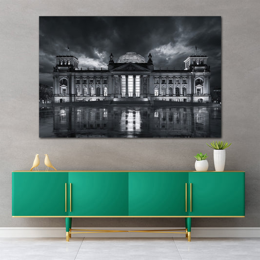Reichstagsgebäude Berlin Spiegelung Nachthimmel Wandbild