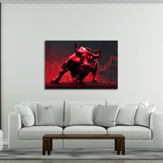 Roter Börsen Bulle Erfolg dynamische Finanzkunst Wandbild