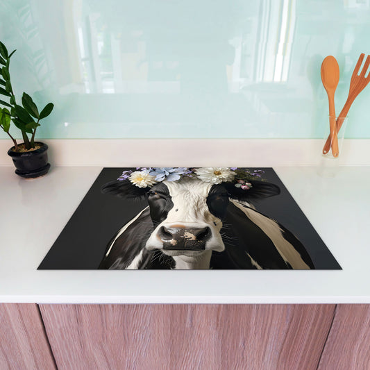 Schwarz weiße Kuh Herdabdeckplatte Induktionsschutz für Ceranfeld & Küche Deko
