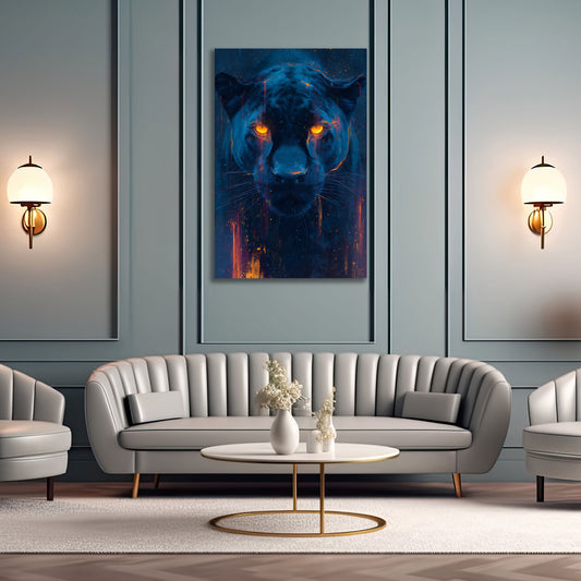 Schwarzer Panther Neon Augen futuristisch Wandbild