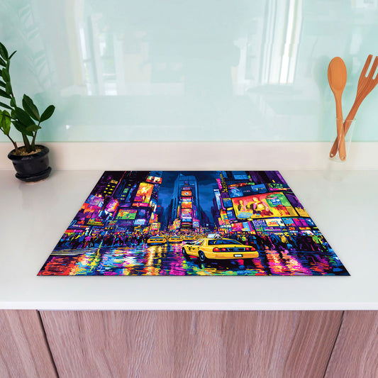Städte New York Pop Art Herdabdeckplatte Induktionsschutz für Ceranfeld & Küche Deko
