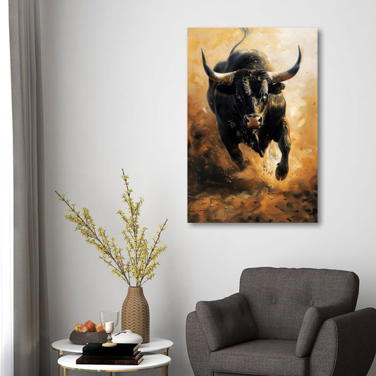 Stier Dynamik Gemälde modern in Ölmalerei Wandbild