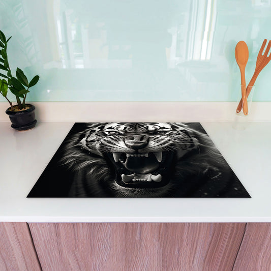 Tiger schwarz weiß Herdabdeckplatte Induktionsschutz für Ceranfeld & Küche Deko