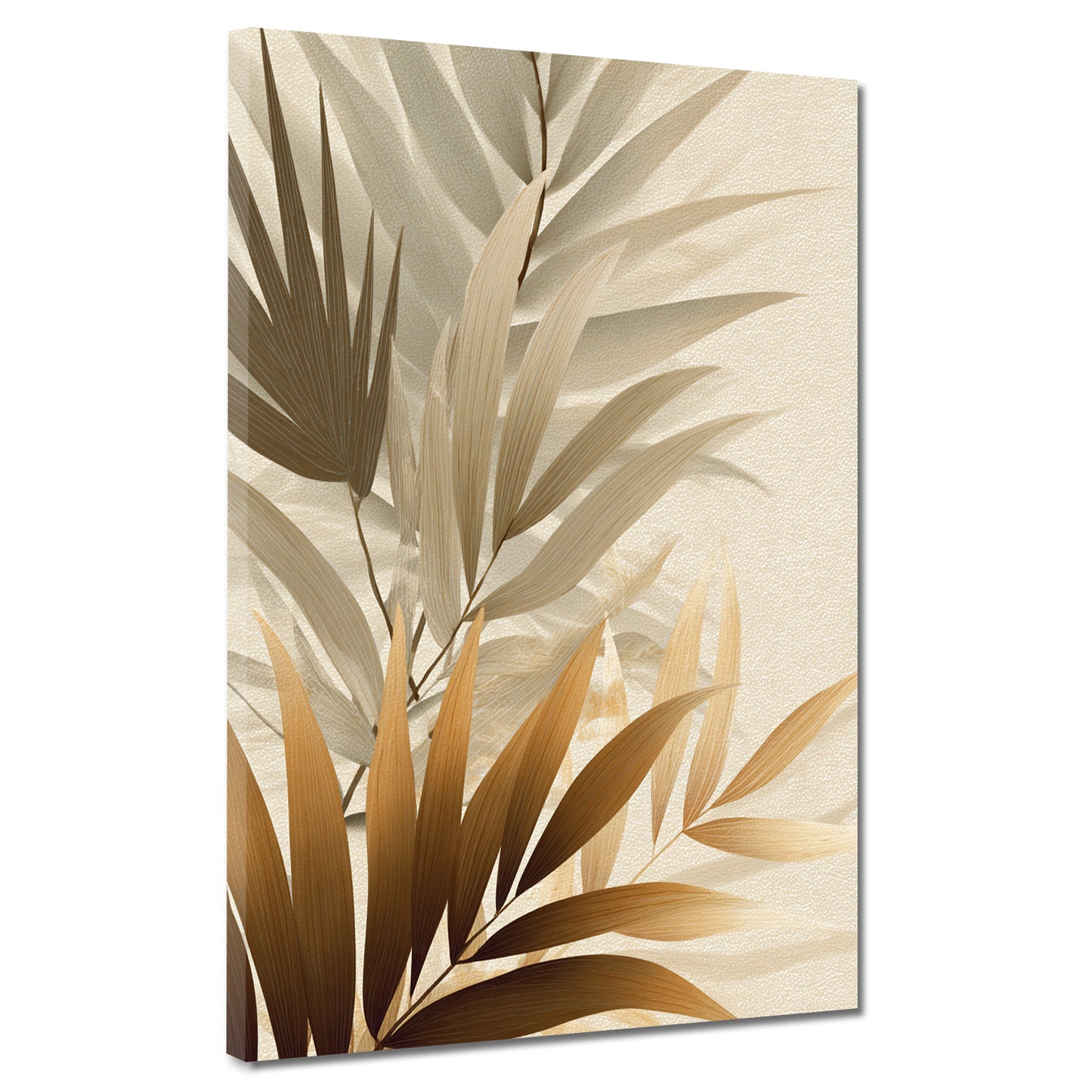 Minimalistisch Tropische Blätter Beige Wandbild