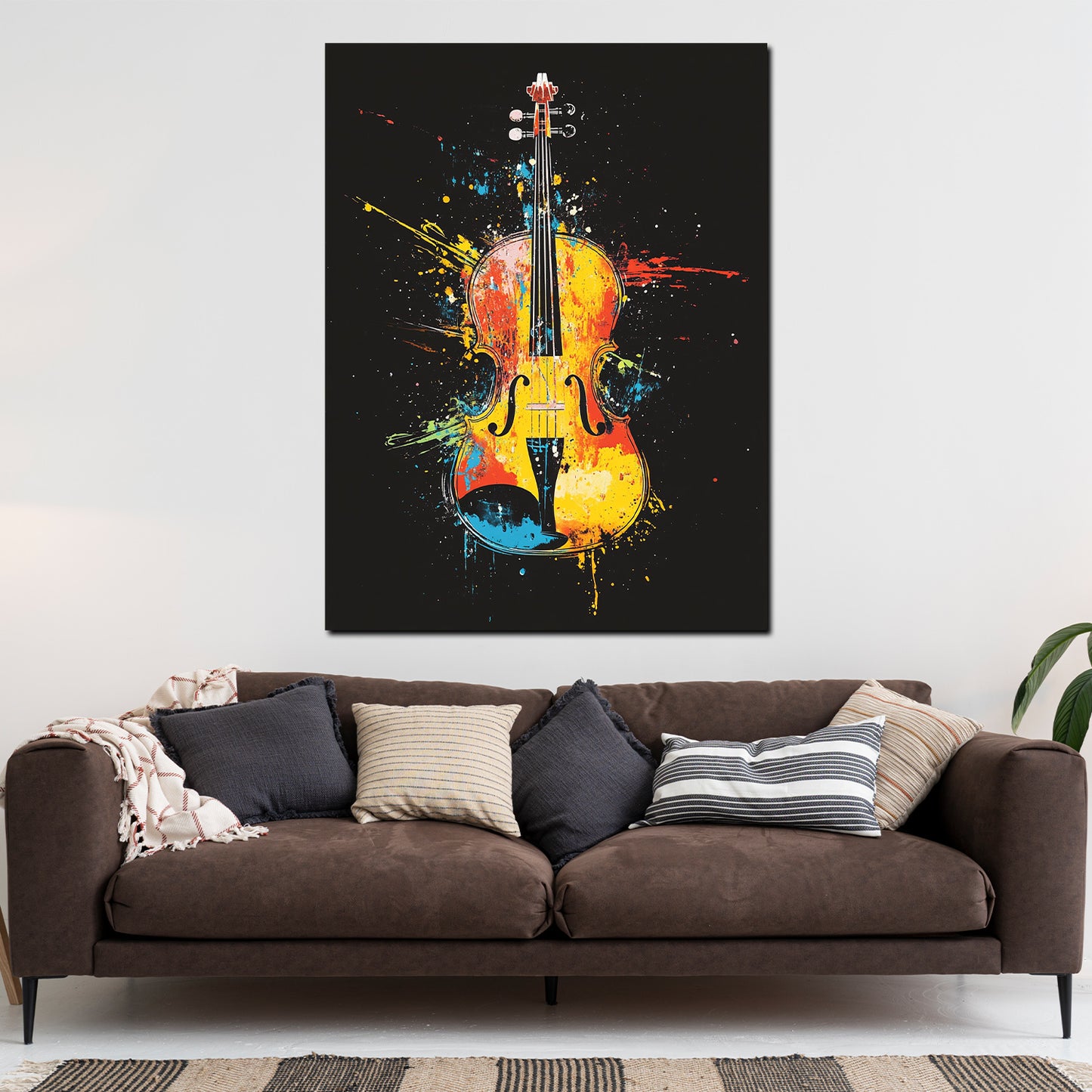 Violine Pop Art Musik Farbexplosion Wandbild