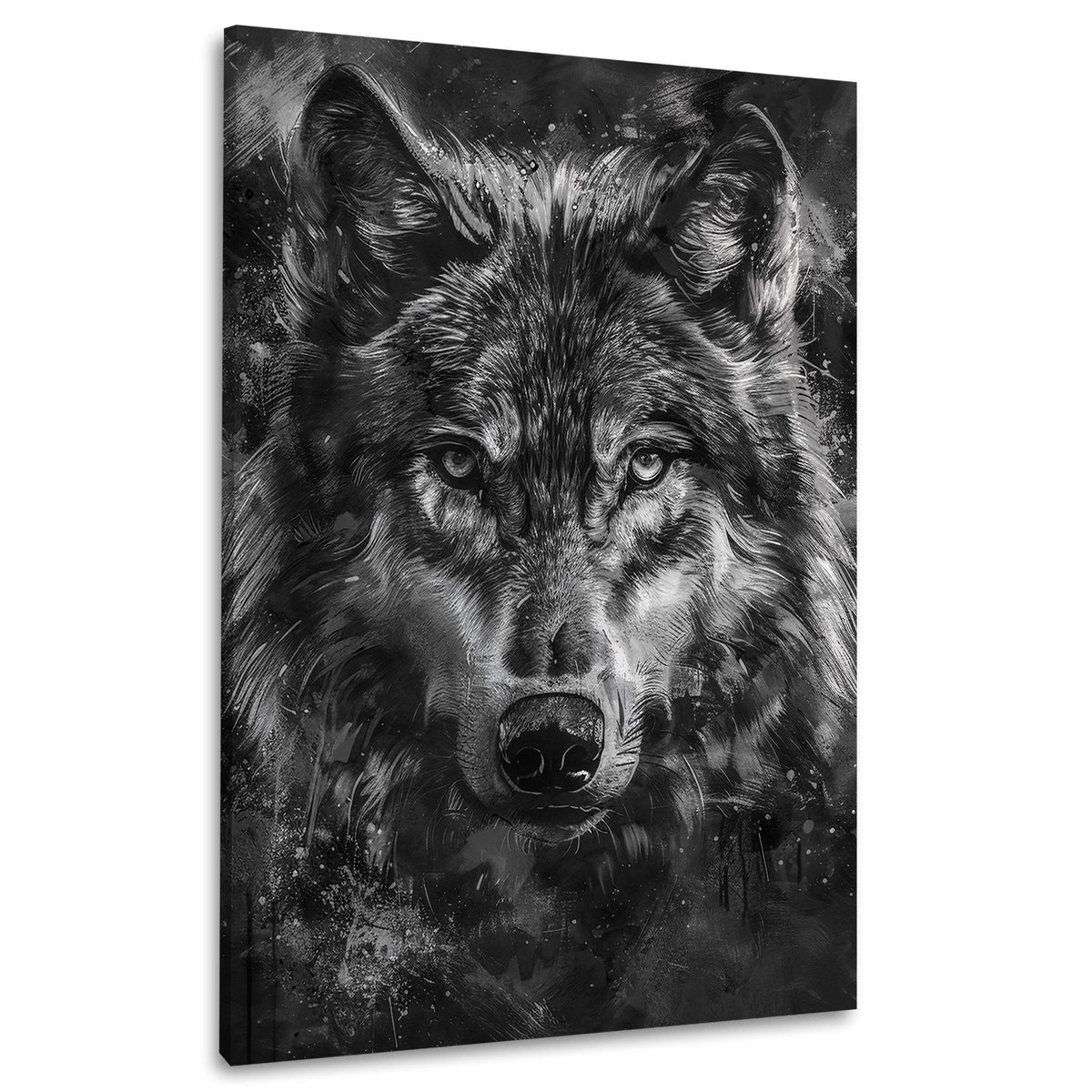 Wolf Porträt realistische Zeichnung – Wandbild