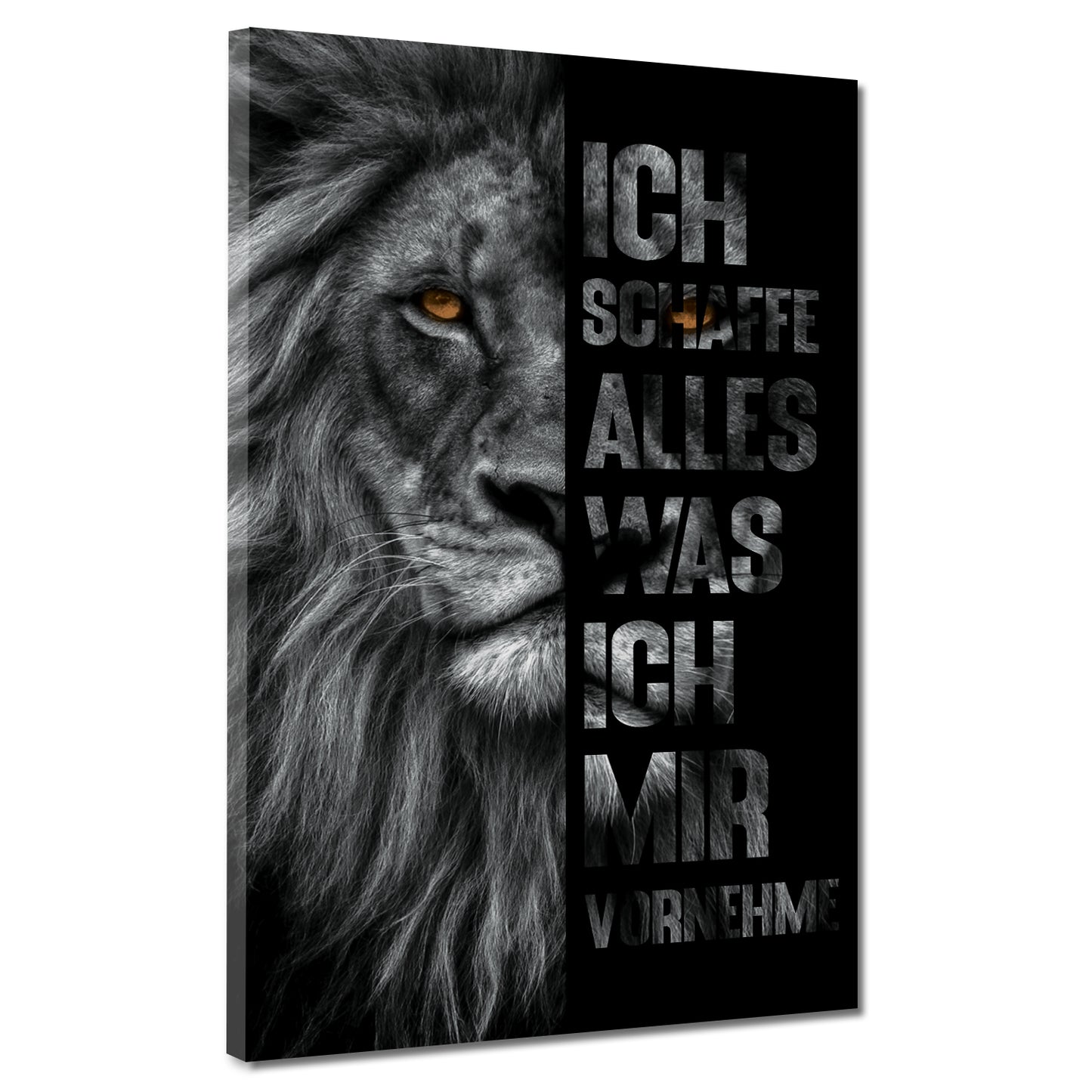 Zitat schwarz weiß Löwenkopf Motivation Wandbild