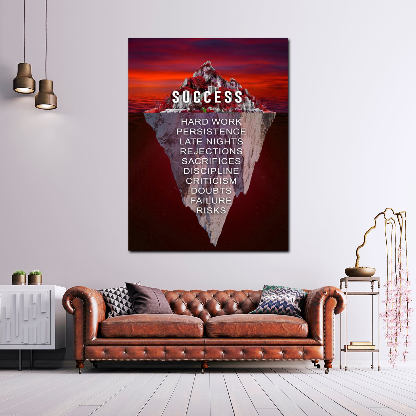 Zitat Success Eisberg Motivation harte Arbeit Disziplin Wandbild