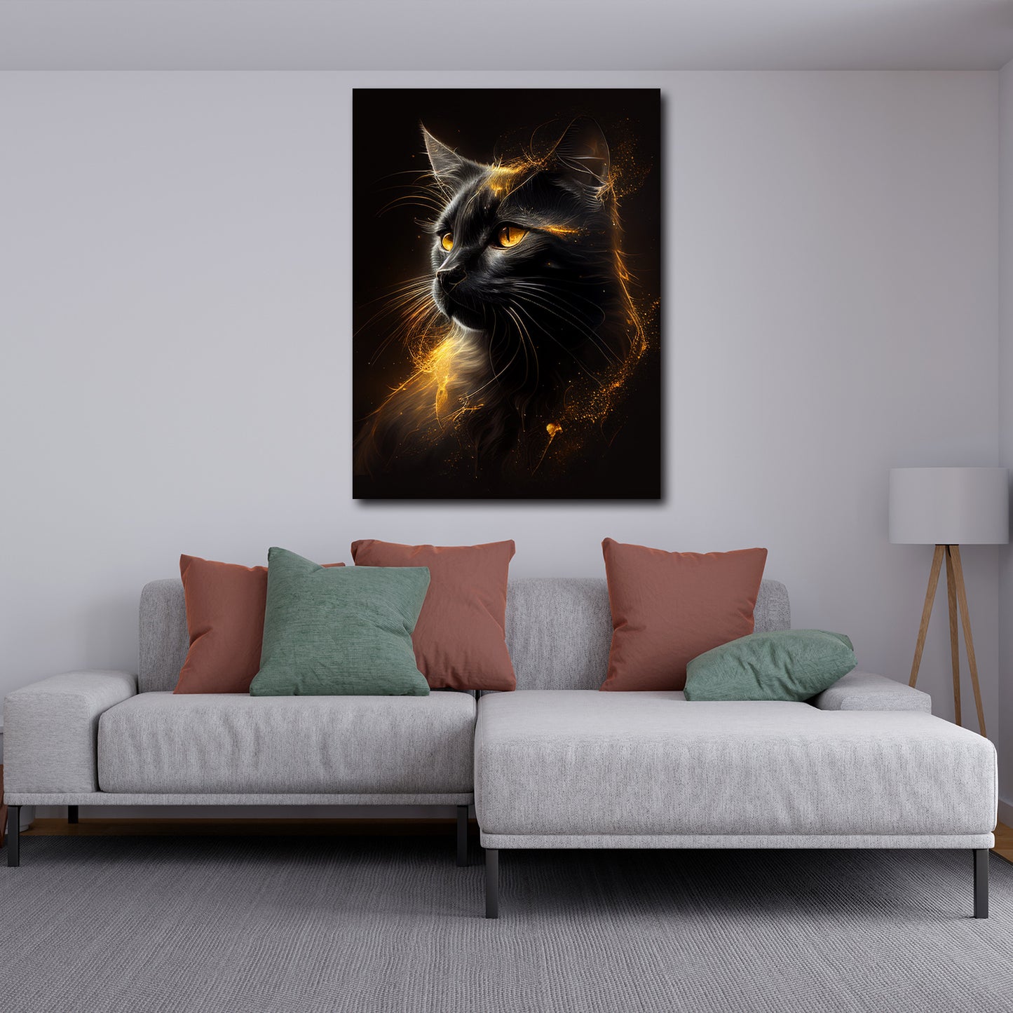 Wandbild Katze Gold Style