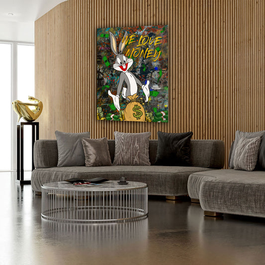 Wandbild Bunny We Love Money, Pop Art Comic