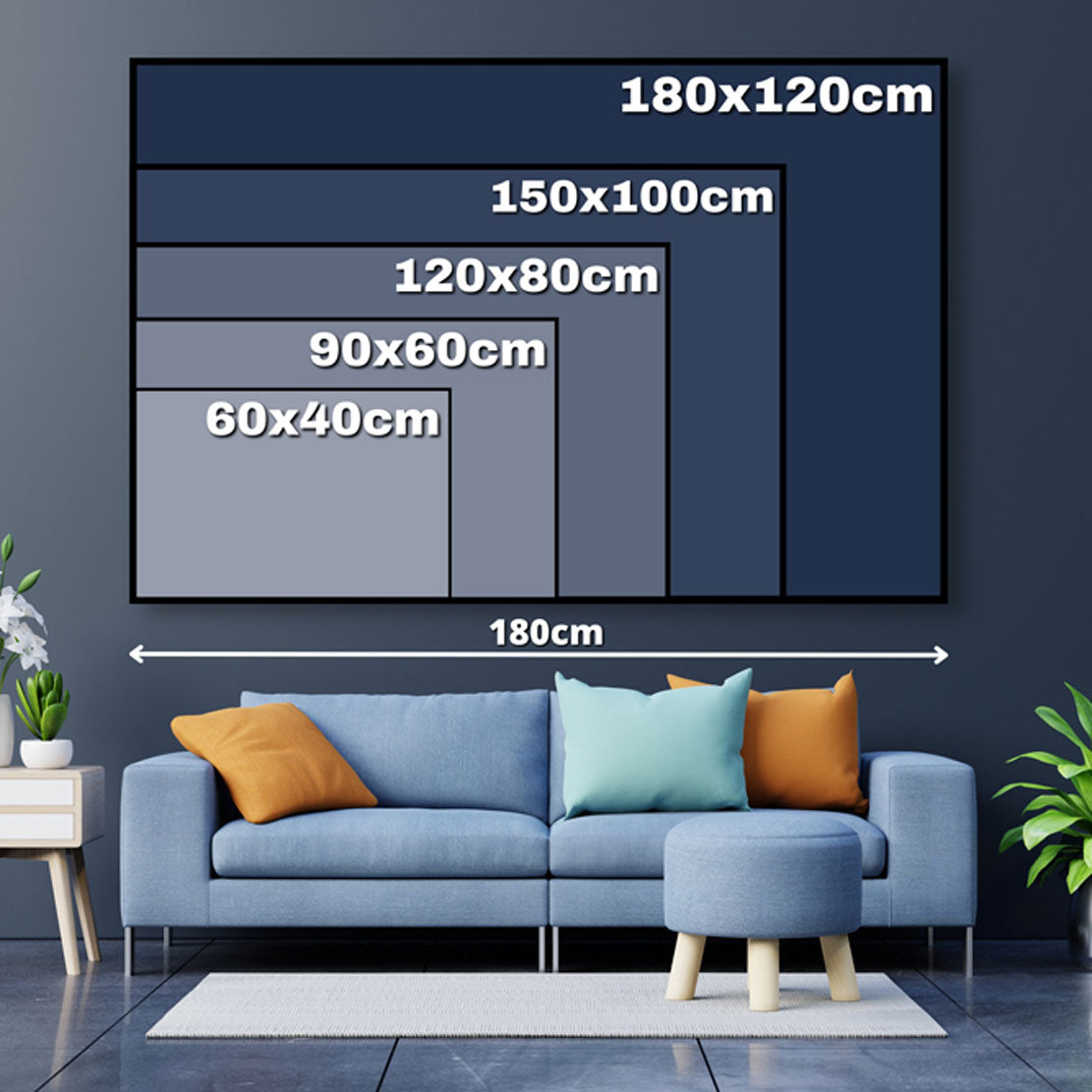 Wandbild Leinwandbild Motivation Mindset Money Never Sleeps Gold Blue Style