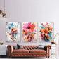 3er-Set Blumenzauber nebeneinander im Wohnzimmer