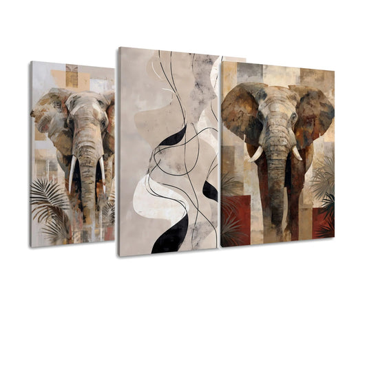 3er-Set Boho Beige – drei Leinwandbilder