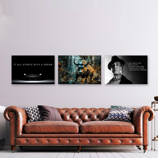 3er-Set Dream Big nebeneinander im Wohnzimmer