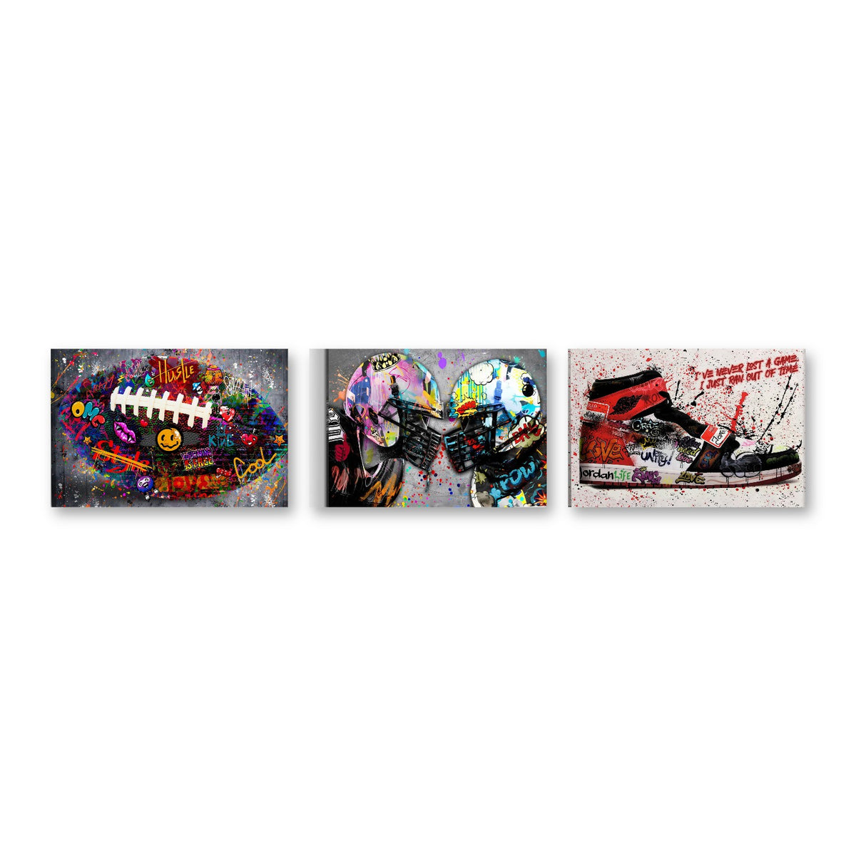 3er-Set Graffiti Sport – drei Leinwandbilder