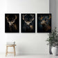 3er-Set Hirsch Dark Elegance nebeneinander im Wohnzimmer