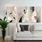 3er-Set Linien in Beige nebeneinander im Wohnzimmer