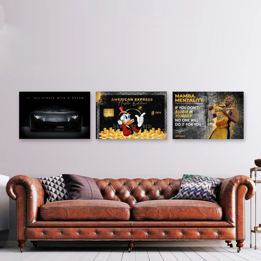 3er-Set Motivation & Mindset nebeneinander im Wohnzimmer