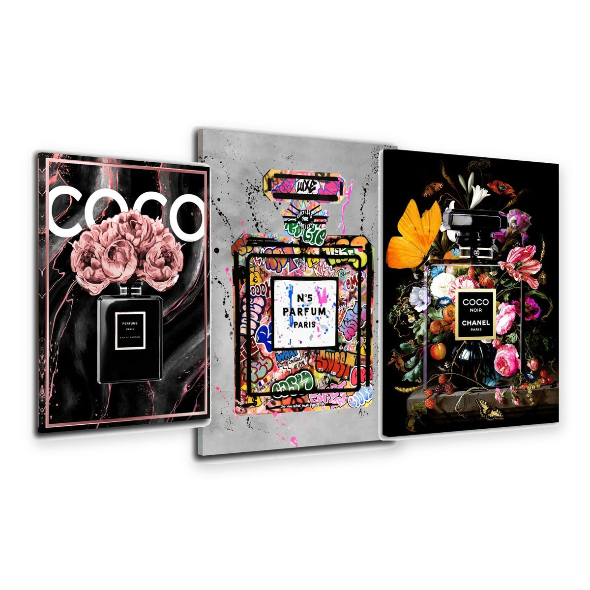 3er-Set Parfüm Pop Art – drei Leinwandbilder