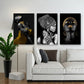 3er-Set Schwarz & Gold nebeneinander im Wohnzimmer