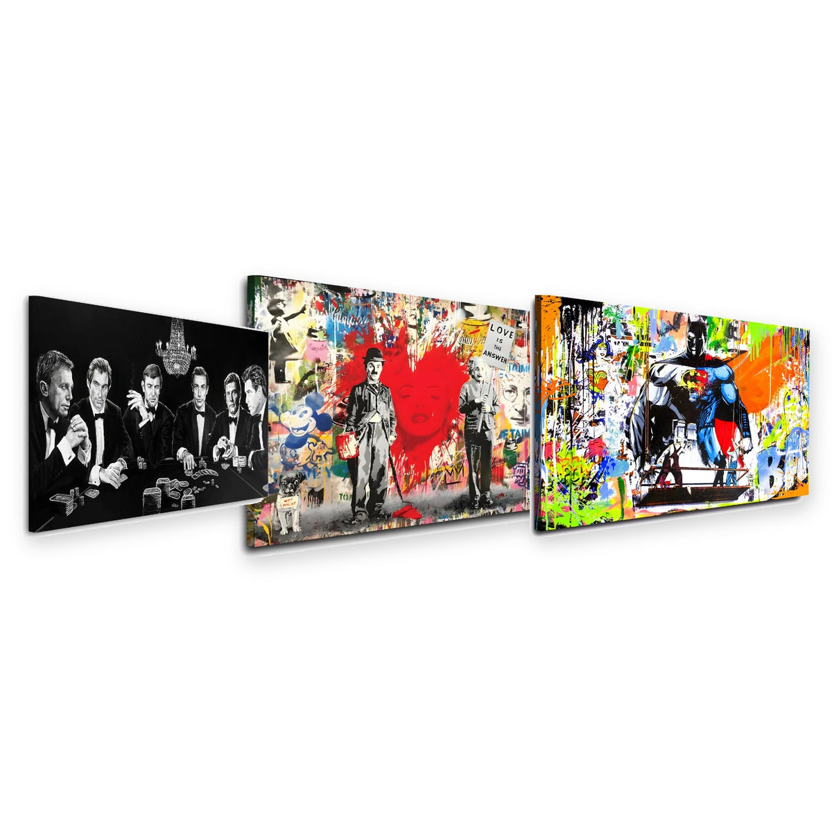 3er-Set Street Art Legenden – drei Leinwandbilder