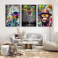 3er-Set Urban Street Art nebeneinander im Wohnzimmer