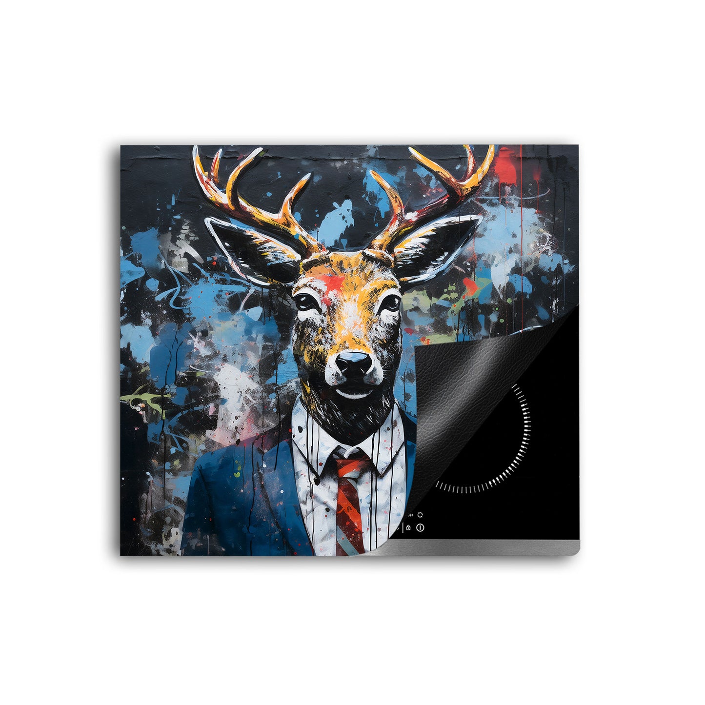 Abstrakt Hirsch im Anzug Herdabdeckplatte Induktionsschutz für Ceranfeld & Küche Deko