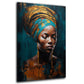 Afrikanische Frau mit Turban in Gold und Türkis Wandbild 1