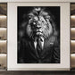 Löwe mit Anzug schwarz weiss Pop Art Wandbild