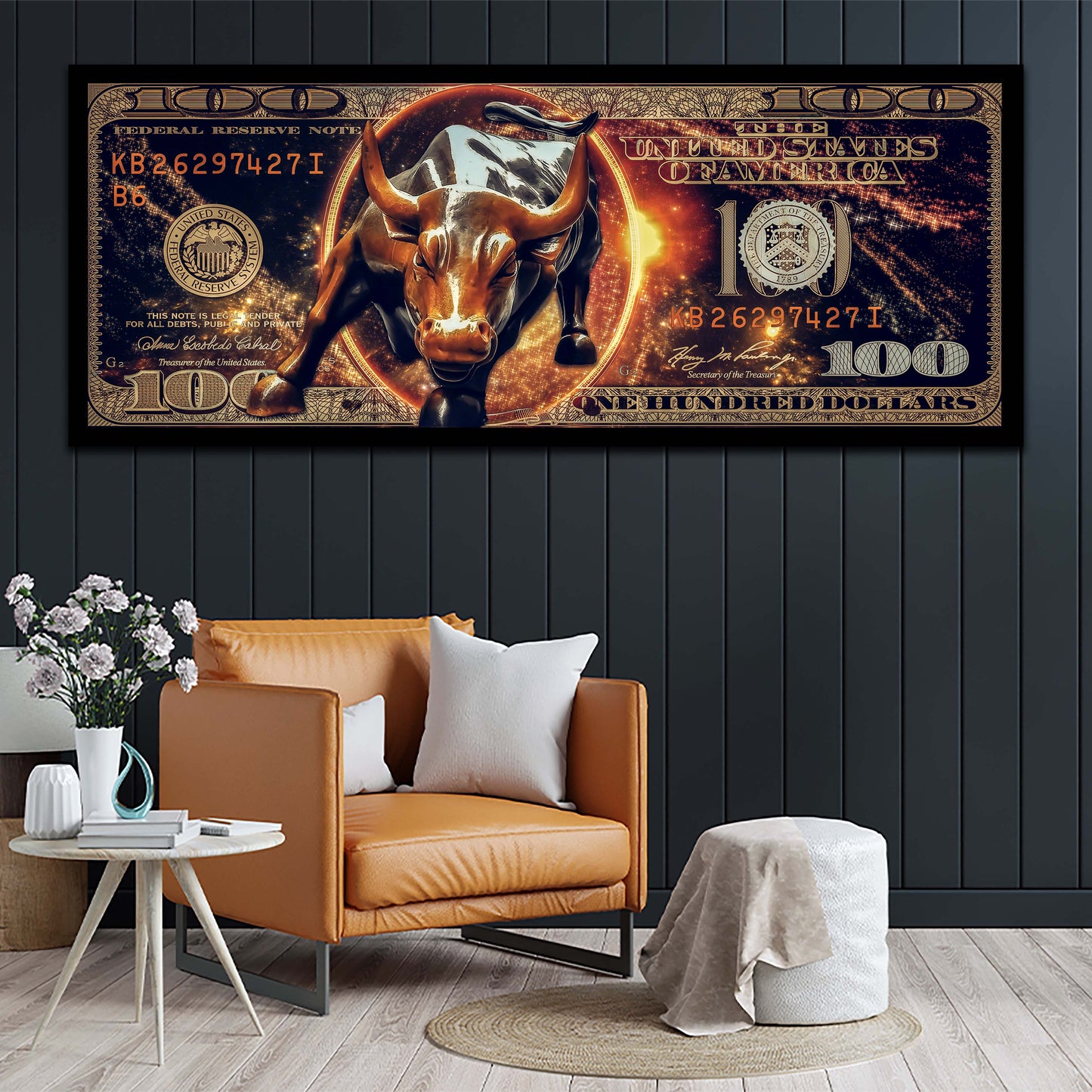 Wandbild Pop Art Stier Börse Wallstreet Dollar Style Big Money