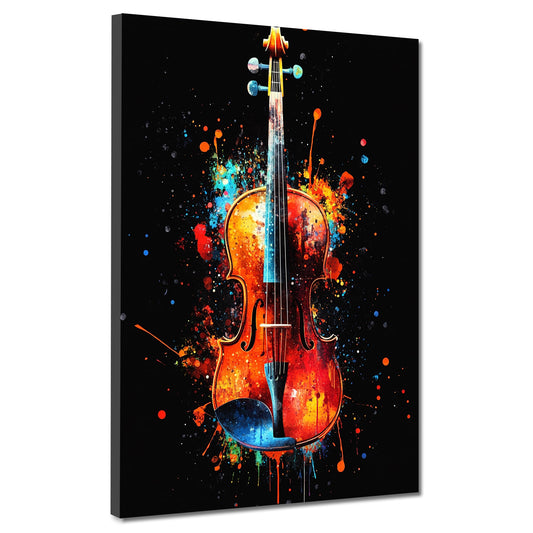 Violine Pop Art Musik Explosion Schwarz Hintergrund Wandbild